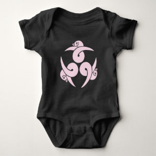 Vintage Pink Three Geese Japan Mon Oriental Art Baby Bodysuit