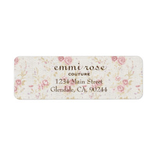 Vintage Pink Tiny Rose Print Return Address Label