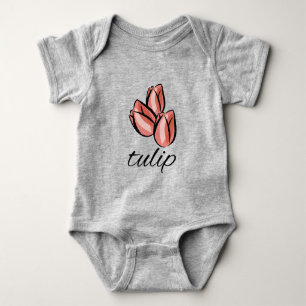 vintage pink tulip flower cool floral gift baby bodysuit