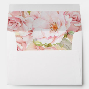 Vintage Pink Watercolor Floral Envelope