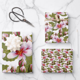 Vintage Pink Watercolor Floral Wrapping Paper Sheet