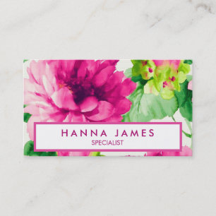 Vintage Pink Watercolor Peonies Personalized Business Card
