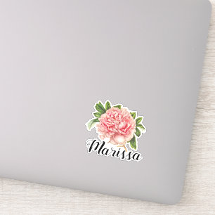 Vintage Pink Watercolor Peony Personalized Name