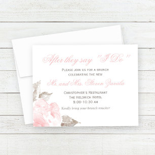 Vintage Pink Watercolor Rose After They Say I Do Invitation