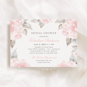 Vintage Pink Watercolor Rose Wedding Bridal Shower Invitation