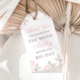 Vintage Pink Watercolor Rose Wedding Shower Favour Gift Tags