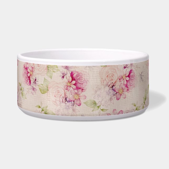 Vintage pink  white green roses flowers pattern (Front)