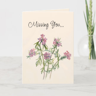 Vintage Pink Wildflowers Botanical  Holiday Card