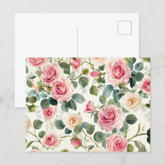Vintage Pink Yellow Roses Mother's Day Holiday Postcard