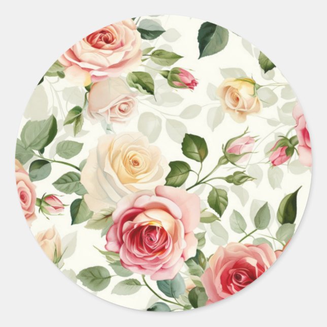 Vintage Pink Yellow Roses Sticker (Front)
