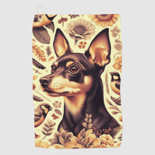 Vintage Pinscher Illustration Golf Towel