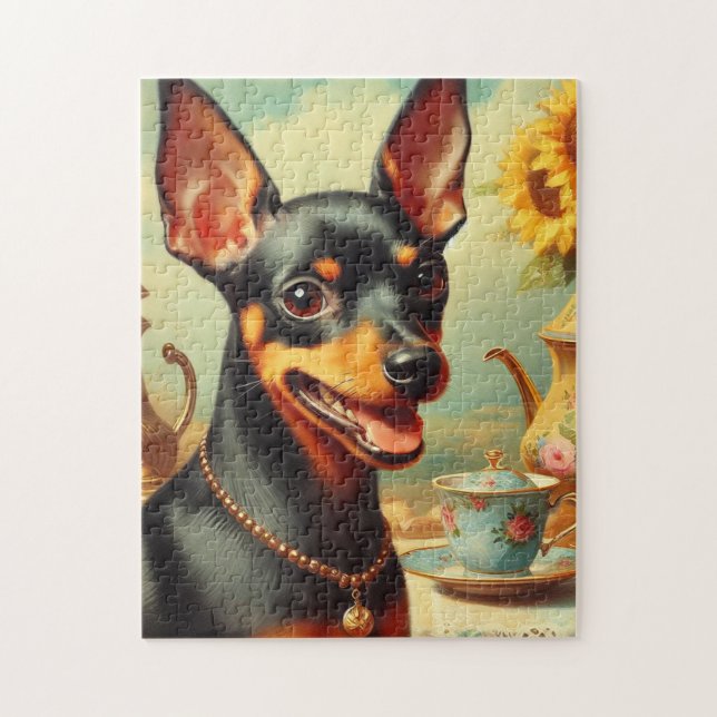 Vintage Pinscher Painting Jigsaw Puzzle (Vertical)