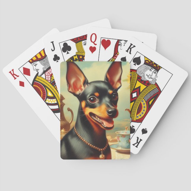 Vintage Pinscher Painting Playing Cards (Back)