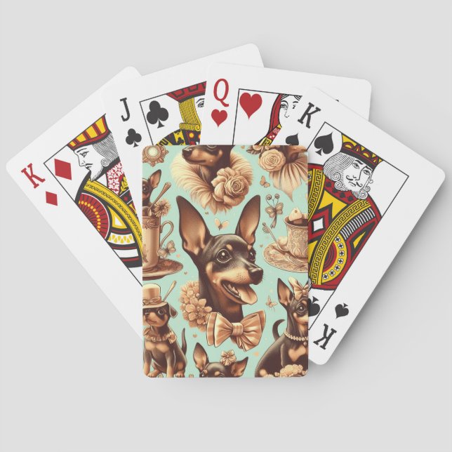 Vintage Pinscher Seamless Illustration Playing Cards (Back)