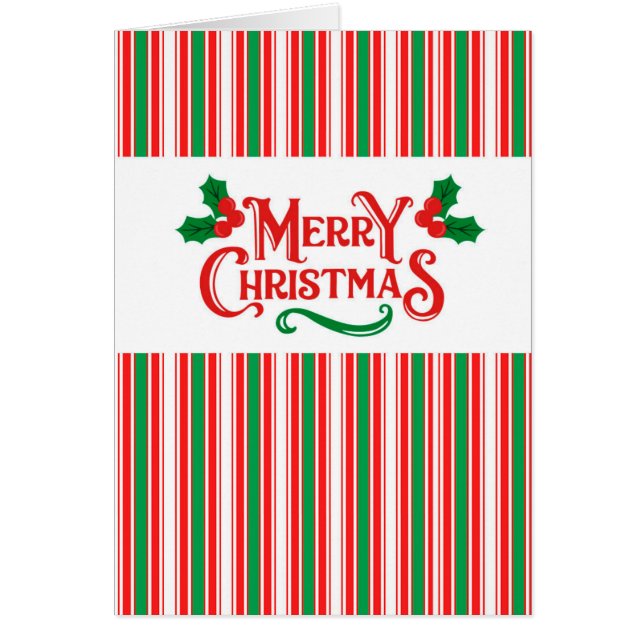 Vintage pinstripe Christmas greeting card antique (Front)