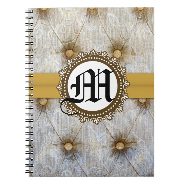Vintage Pintuck Fabric Monogram Initial Note Book (Front)
