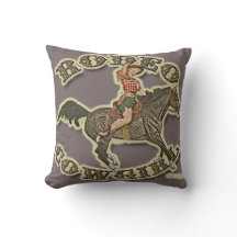 Vintage Pinup Cowgirl Rodeo Cowgirl Throw Pillow