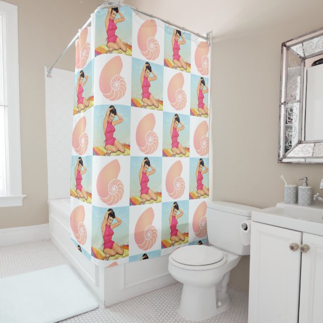 Vintage Pinup Girl and Sea Shells (In Situ)