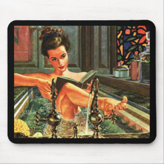 Vintage pinup girl in bath mouse pad