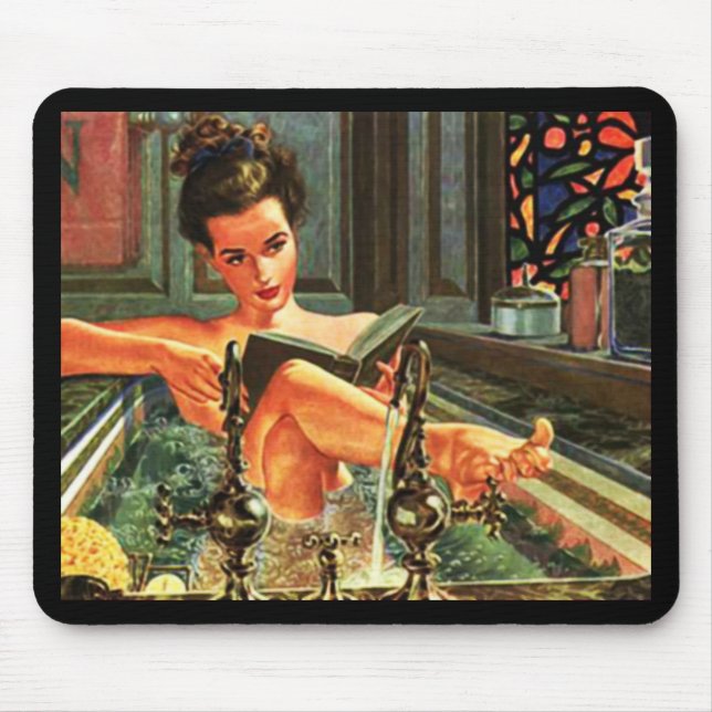 Vintage pinup girl in bath  mouse pad (Front)