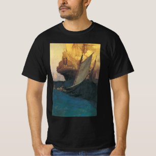 Vintage Pirate, Attack on a Galleon by Howard Pyle T-Shirt