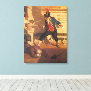 Vintage Pirate Captain, Sword Fight by NC Wyeth Canvas Print