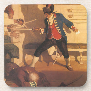 Vintage Pirate Captain, Sword Fight by NC Wyeth Coaster