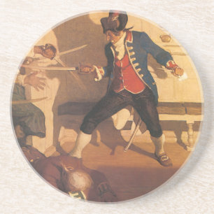 Vintage Pirate Captain, Sword Fight by NC Wyeth Coaster
