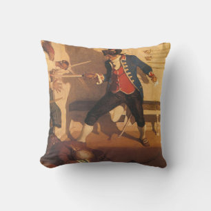 Vintage Pirate Captain, Sword Fight by NC Wyeth Throw Pillow