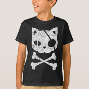 Vintage Pirate Cat Kitten Halloween Skull Cross Bo T-Shirt