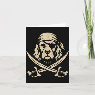 Vintage Pirate Cocker Spaniel Crossbones Halloween Card