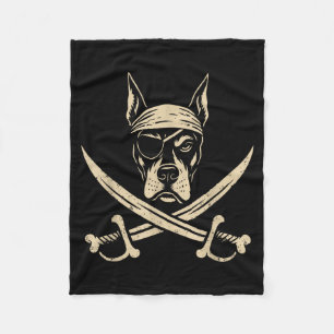 Vintage Pirate Doberman Crossbones Dobie Dog Lover Fleece Blanket