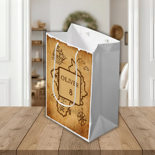 Vintage Pirate Gift Bag, Minimalist Map Present  Medium Gift Bag