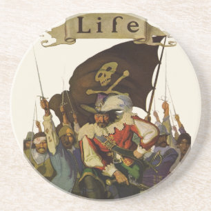 Vintage Pirate Life 1921 illustration Coaster