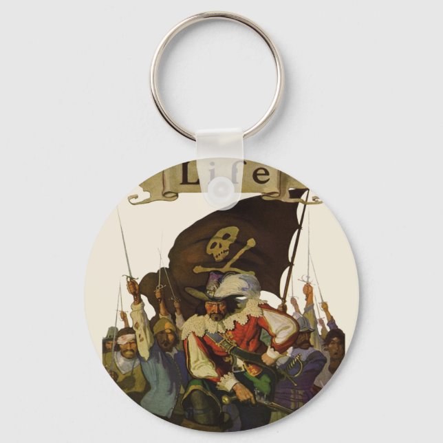 Vintage Pirate Life 1921 illustration Keychain (Front)
