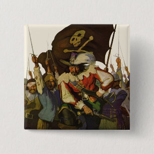 Vintage Pirate Life Wyeth Illustration 2 Inch Square Button