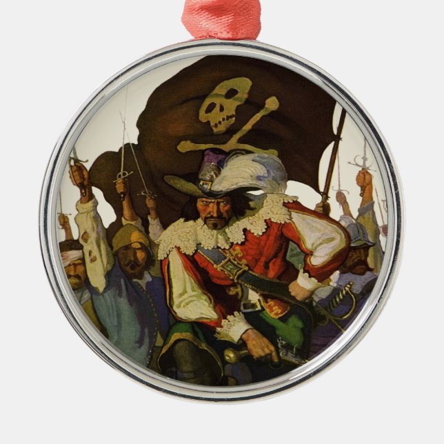 Vintage Pirate Life Wyeth illustration Metal Ornament (Front)