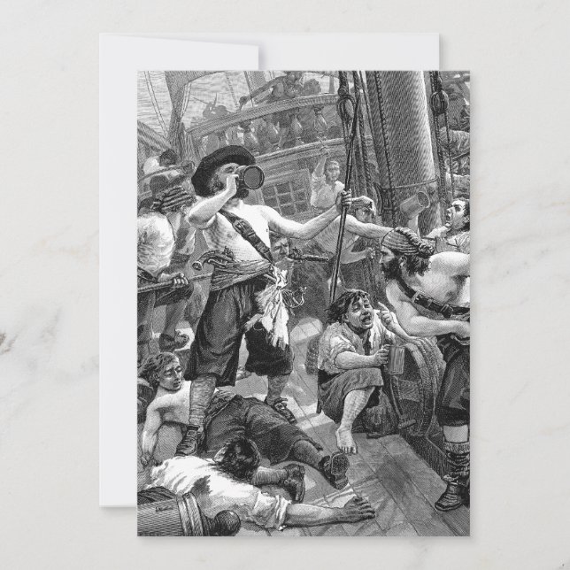 Vintage Pirate Party on Galleon Wedding Invitation (Front)