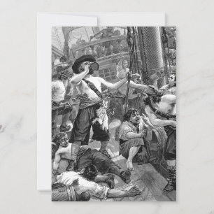 Vintage Pirate Party on Galleon Wedding Invitation