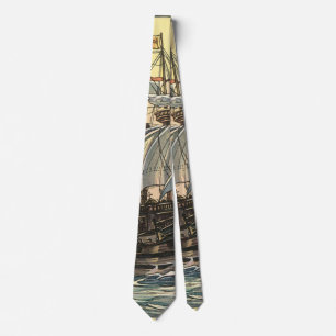 Vintage Pirate Ship, Galleon Sailing on the Ocean Tie