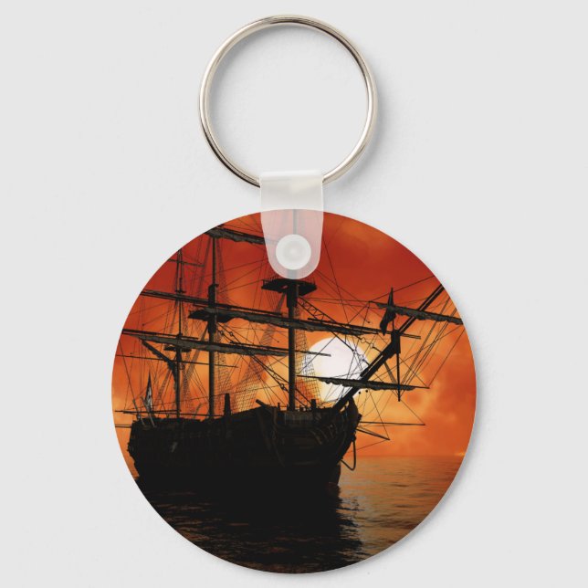 Vintage Pirate Ship Keychain (Front)
