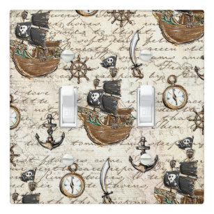 Vintage Pirate Ship Nautical Kids Bedroom Décor Light Switch Cover
