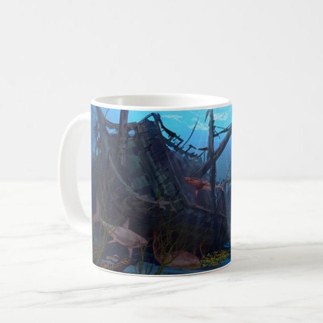 Vintage  Pirate Ship Shipwreck  Coffee Mug (Front Left)