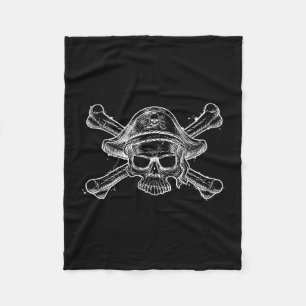 Vintage pirate skull and crossbone skeleton jolly fleece blanket