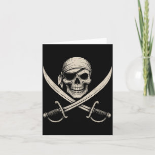 Vintage Pirate Skull And Crossbones Skeleton Card