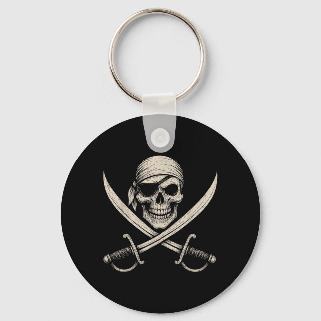 Vintage Pirate Skull And Crossbones Skeleton Keychain (Front)