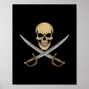 Vintage Pirate Skull Caribbean Cruise Halloween Sk Poster