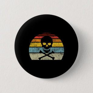 Vintage Pirate Skull Crossbones Flag Retro Style H 2 Inch Round Button