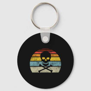 Vintage Pirate Skull Crossbones Flag Retro Style H Keychain