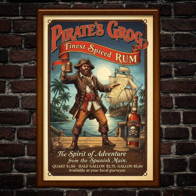 Vintage Pirate Spiced Rum Advertising Poster (Creator Uploaded)